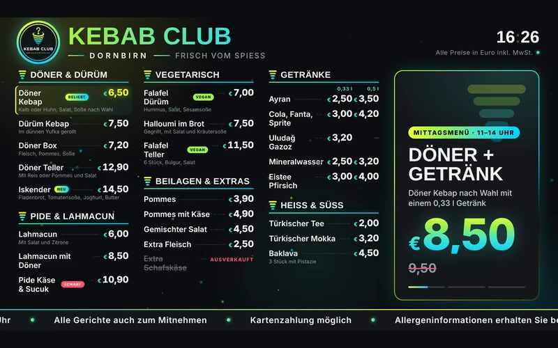 Kebab Club Dornbirn ana ekranı
